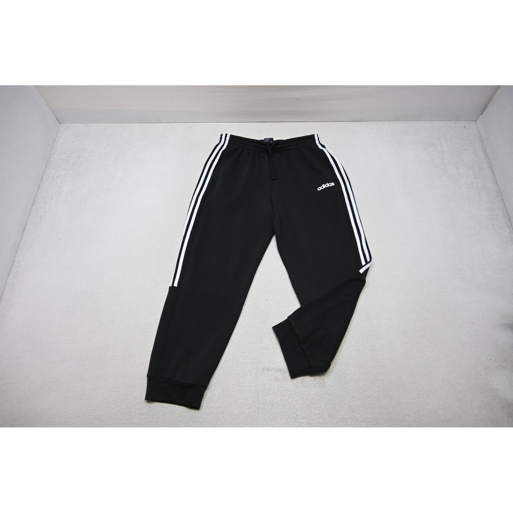 Adidas Joggers Mens Large Black Three Stripe Drawstring‎ Sweatpants Excellent